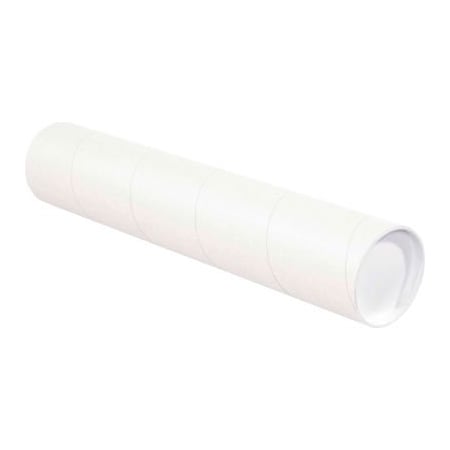 The Packaging Wholesalers Mailing Tubes With Caps, 4" Dia. x 26"L, 0.08" Thick, White, 15/Pack P4026W